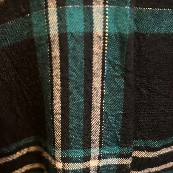 Lane Bryant Blue Metallic Plaid Popover Flannel Tunic - Picture 4 of 6